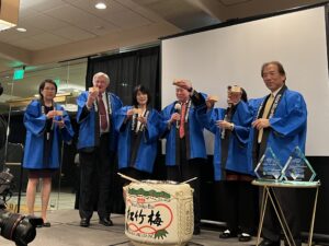 Sake barrel ceremony with Glen and Sakie Fukushima