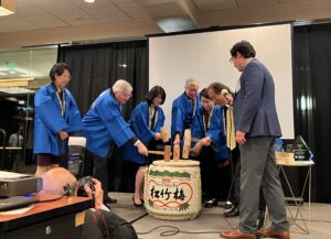 Sake barrel ceremony with Glen and Sakie Fukushima