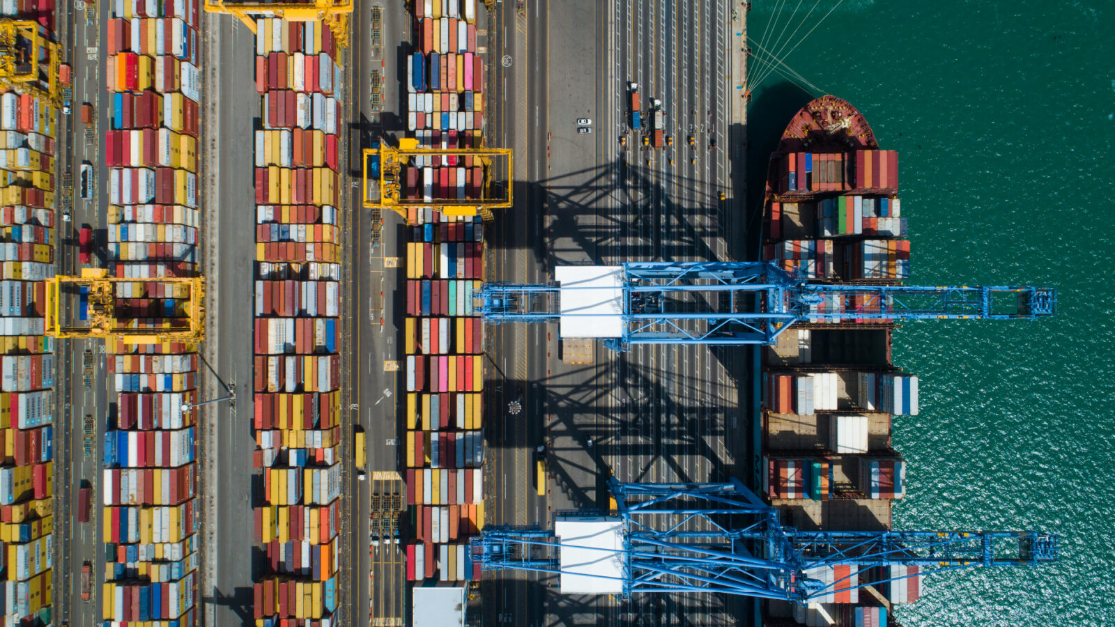 World Terminal Busan aerial shot of cargo and port